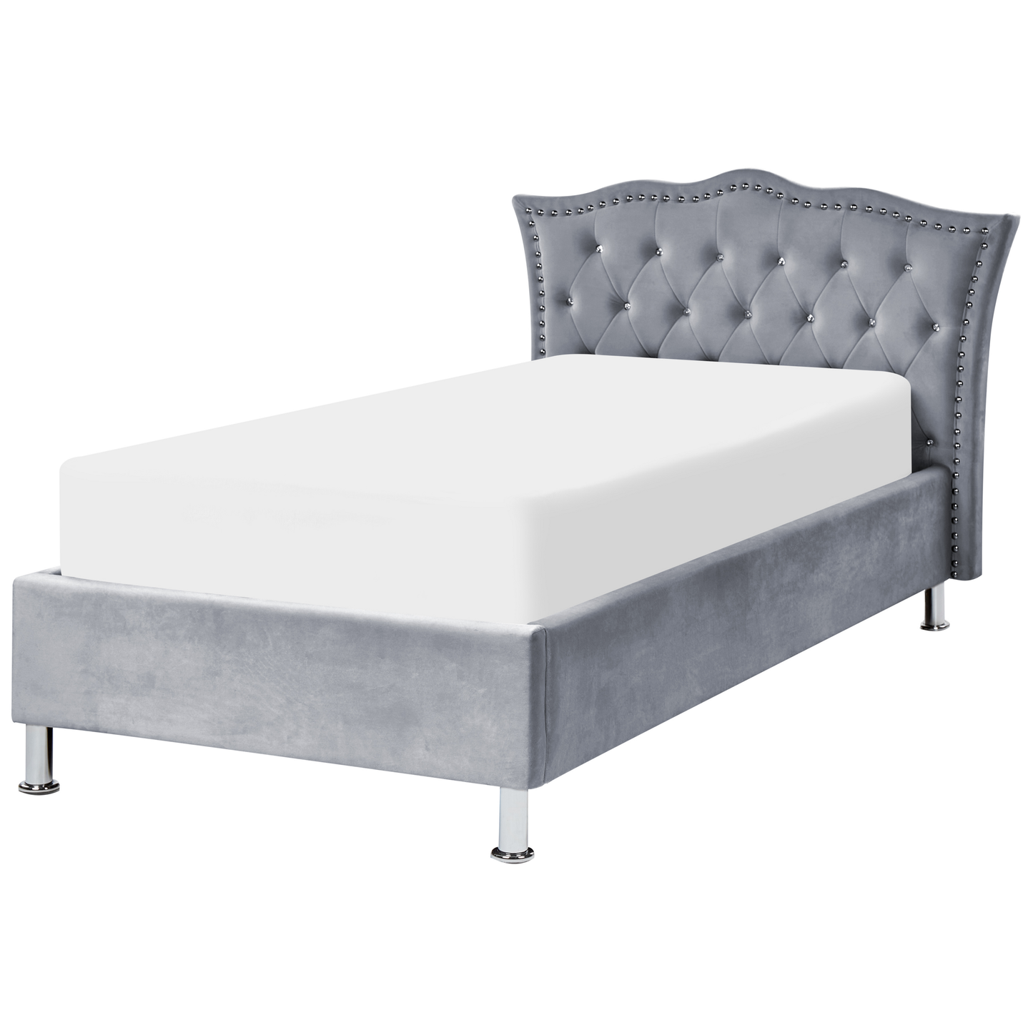 Bett mit Stauraum Samtstoff METZ 90 x 200 cm Grau
