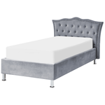 Bett mit Stauraum Samtstoff METZ 90 x 200 cm Grau