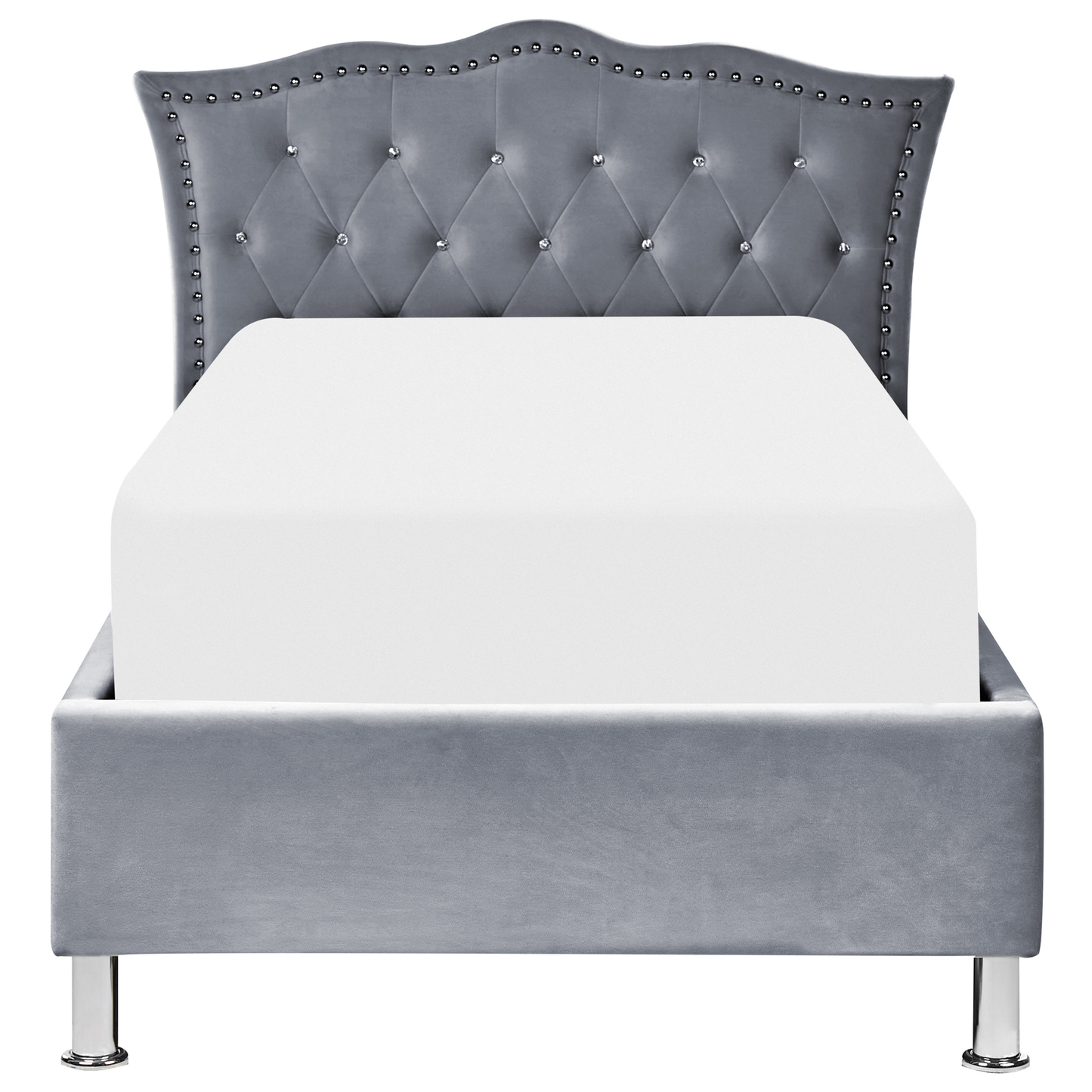 Bett mit Stauraum Samtstoff METZ 90 x 200 cm Grau