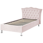 Bett mit Stauraum Samtstoff METZ 90 x 200 cm Pastellrosa