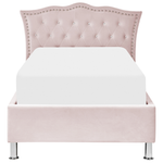Bett mit Stauraum Samtstoff METZ 90 x 200 cm Pastellrosa