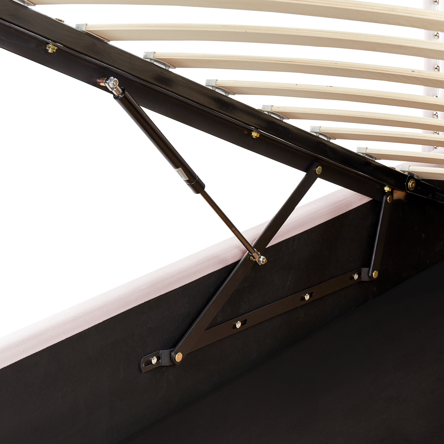 Bett mit Stauraum Samtstoff METZ 90 x 200 cm Pastellrosa