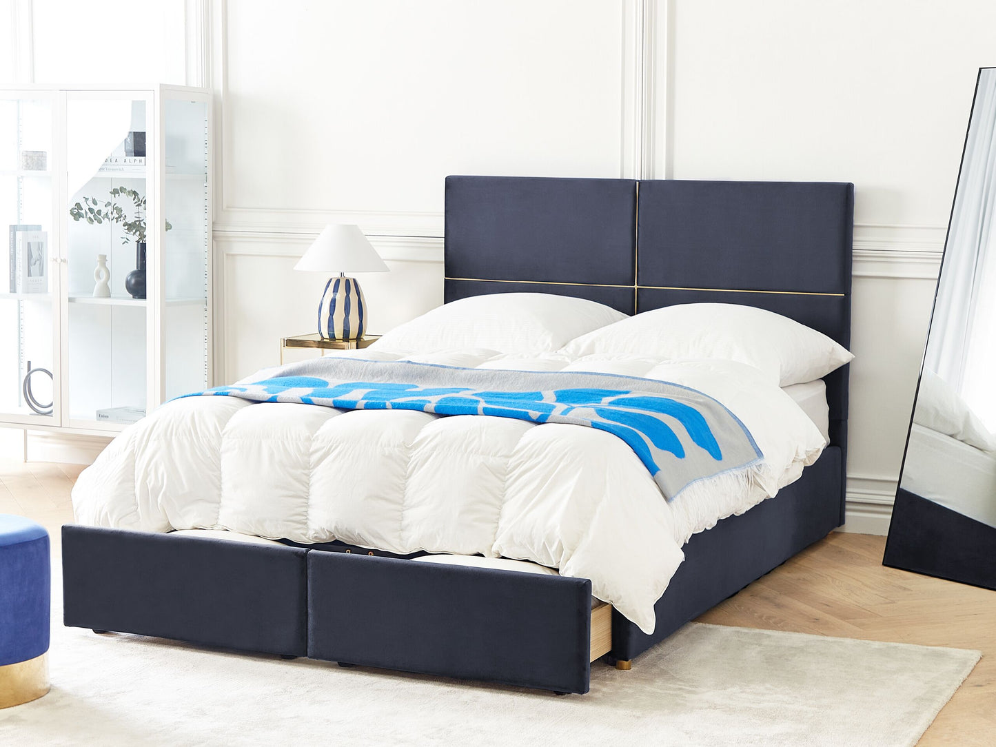 Bett mit Stauraum Samtstoff VERNOYES 140 x 200 cm Schwarz