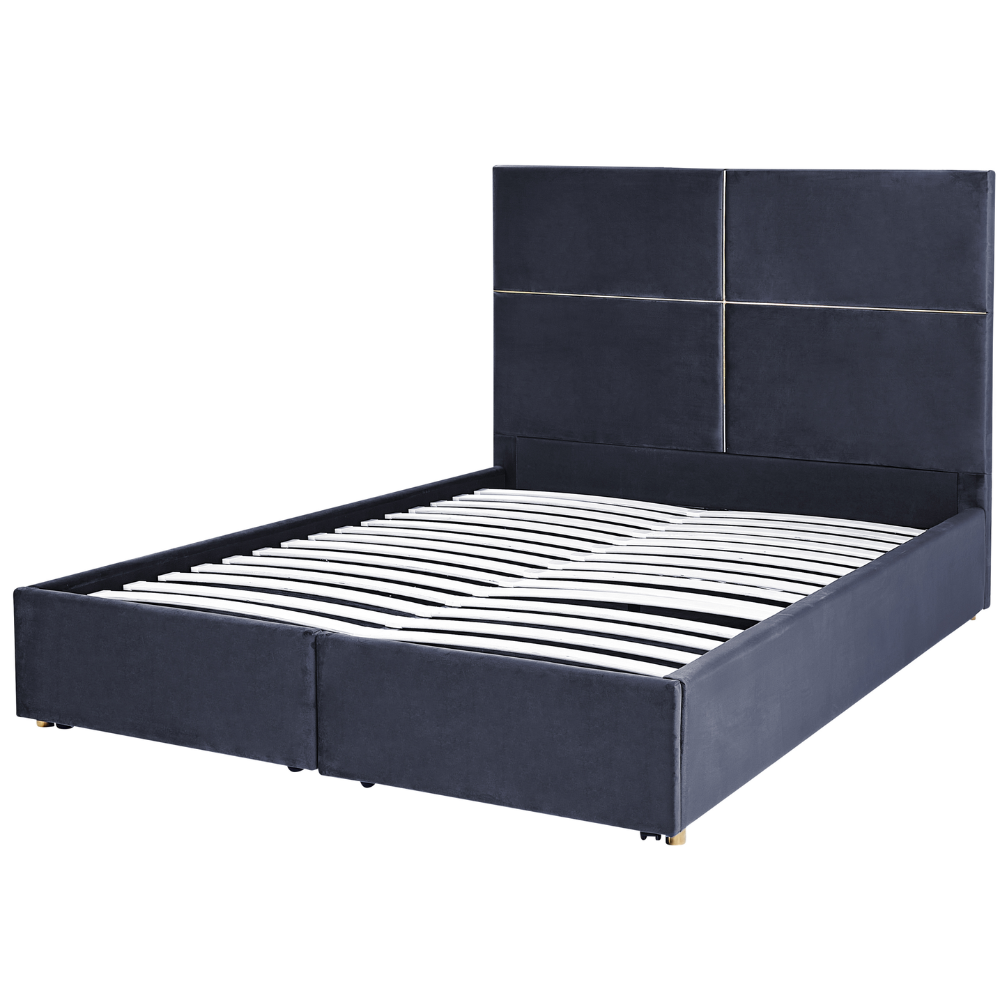 Bett mit Stauraum Samtstoff VERNOYES 140 x 200 cm Schwarz