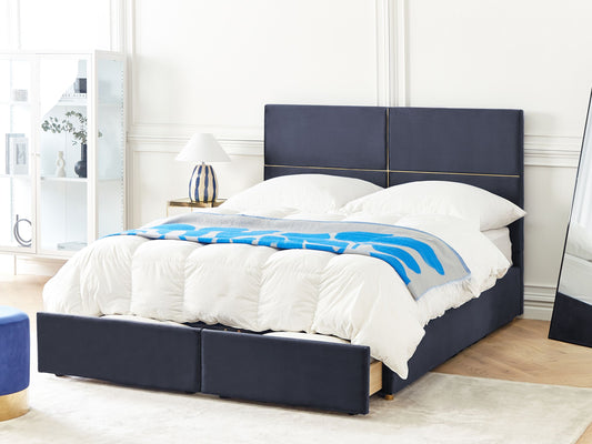 Bett mit Stauraum Samtstoff VERNOYES 160 x 200 cm Schwarz