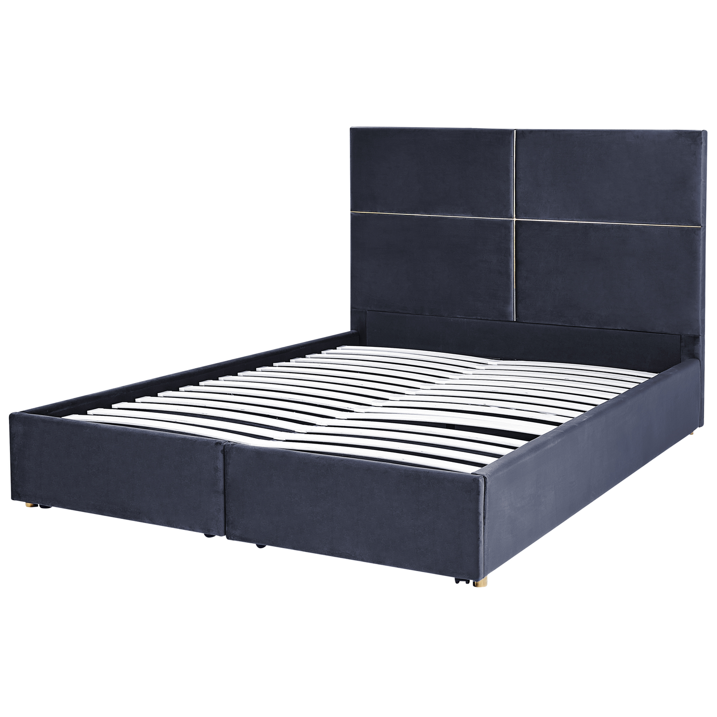 Bett mit Stauraum Samtstoff VERNOYES 160 x 200 cm Schwarz