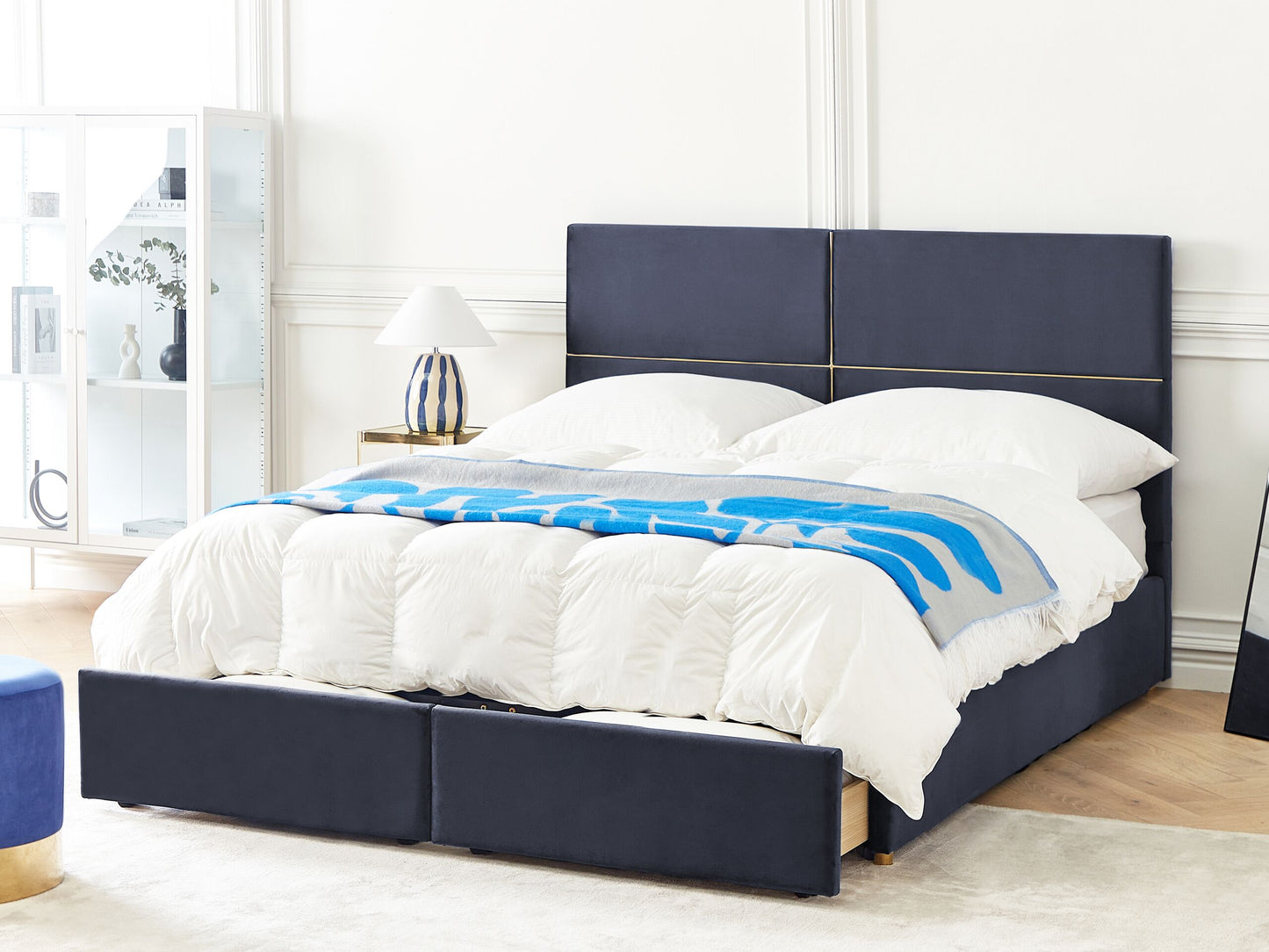 Bett mit Stauraum Samtstoff VERNOYES 180 x 200 cm Schwarz