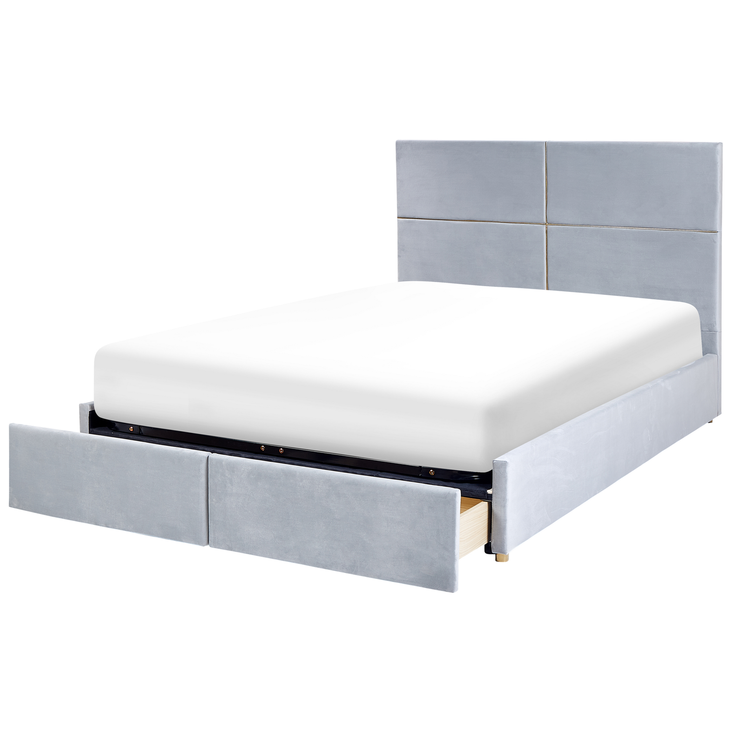 Bett mit Stauraum Samtstoff VERNOYES 160 x 200 cm Hellgrau