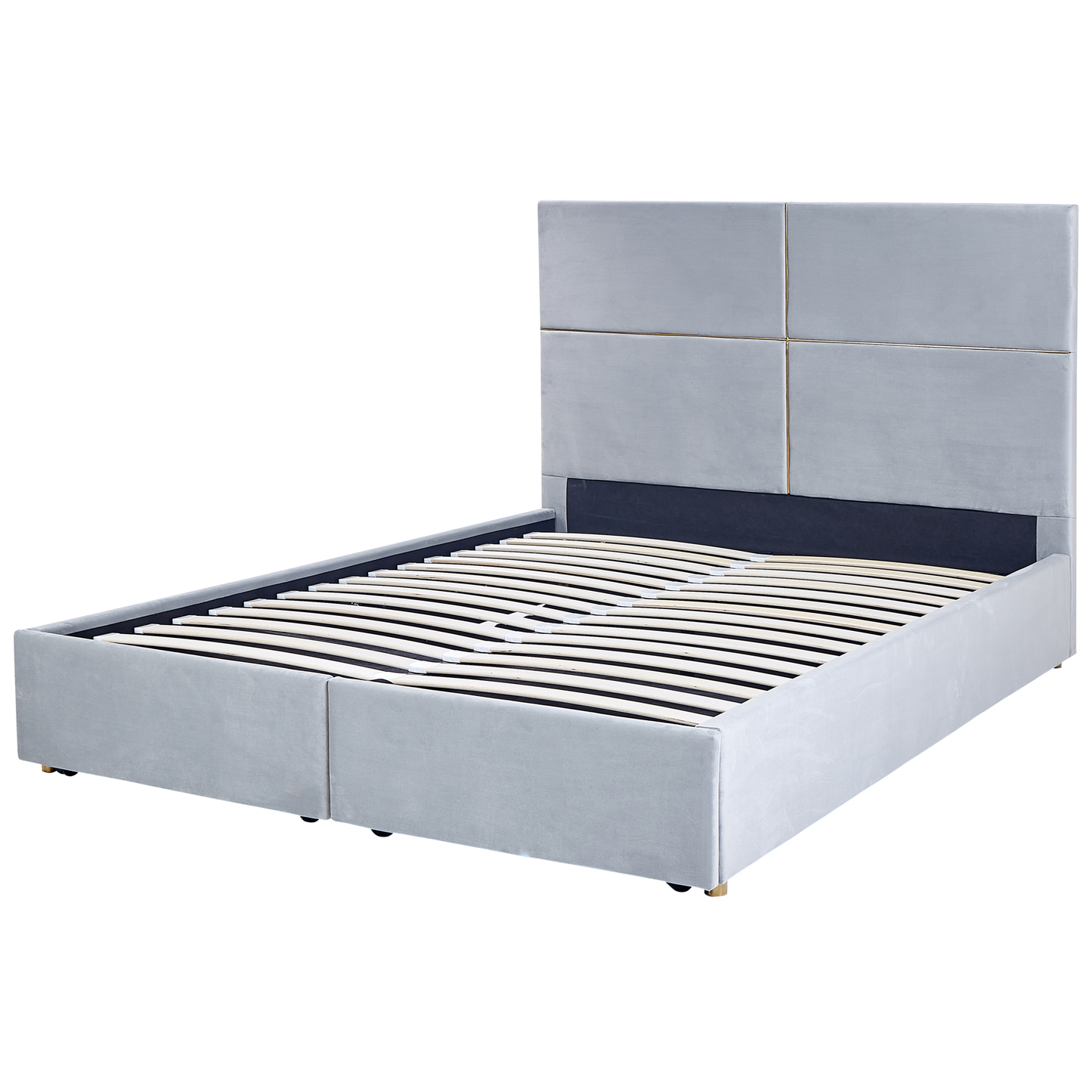 Bett mit Stauraum Samtstoff VERNOYES 160 x 200 cm Hellgrau
