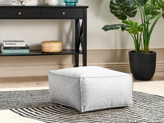 Pouf Leinenoptik grau 50 x 50 x 30 cm MUKKI