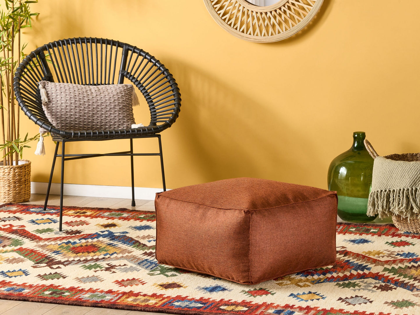 Pouf Leinenoptik goldbraun 50 x 50 x 30 cm MUKKI