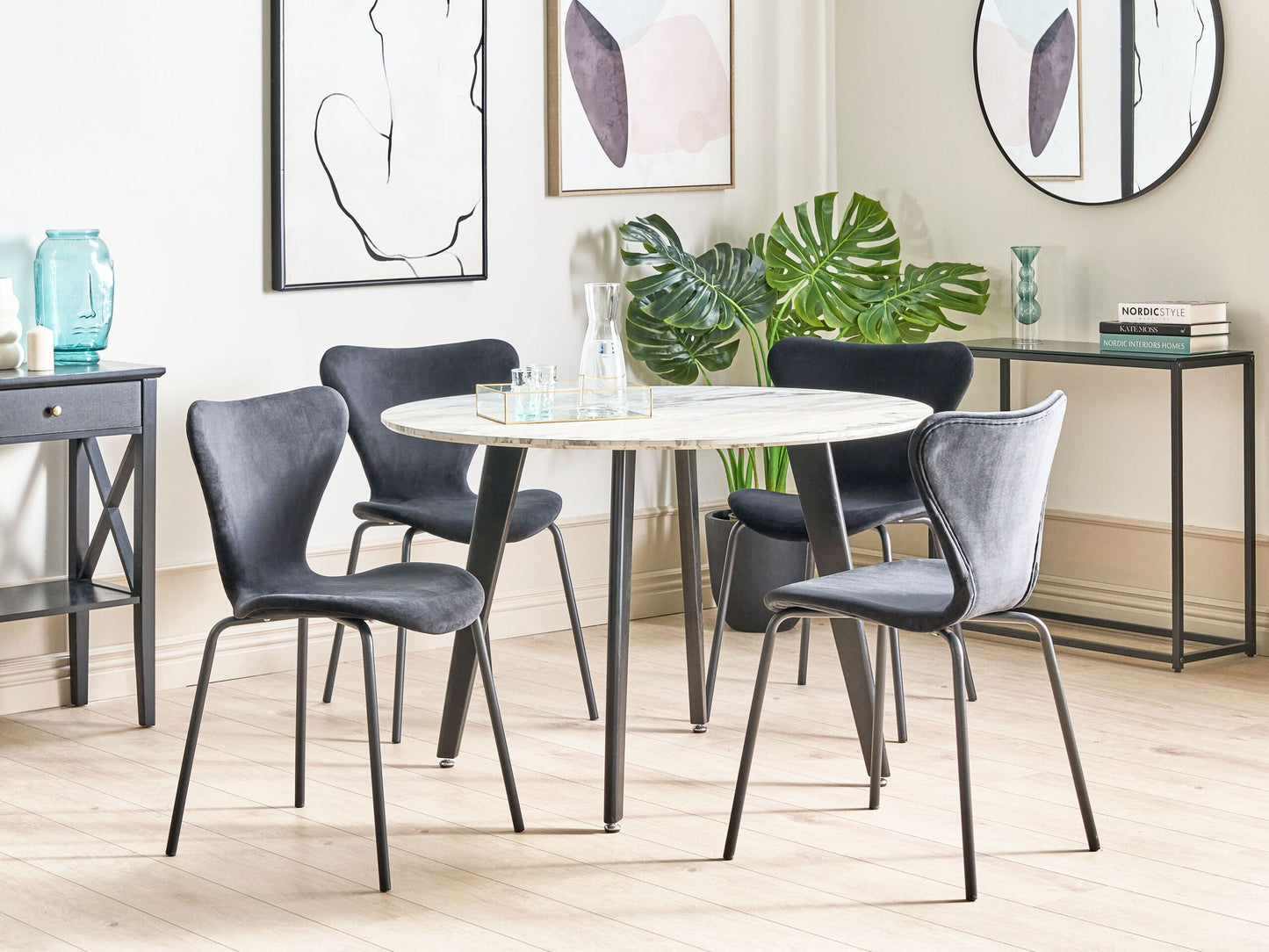 Esszimmerstuhl 2er Set BOONVILLE Samtstoff Schwarz