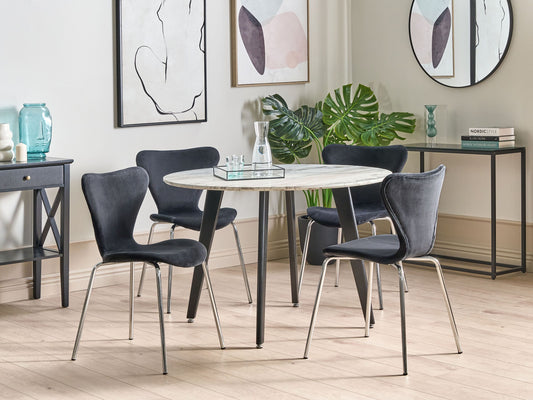 Esszimmerstuhl 2er Set Samtstoff Schwarz BOONVILLE