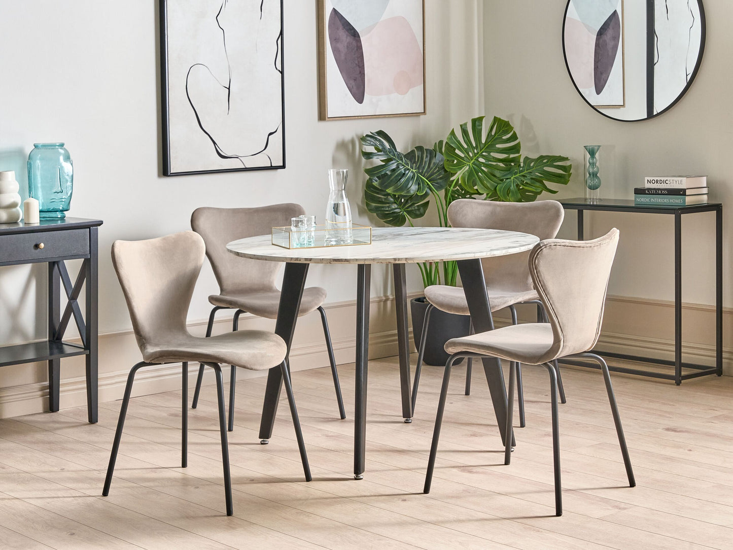 Esszimmerstuhl 2er Set Samtstoff Taupe BOONVILLE