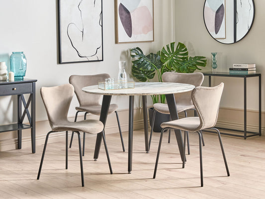 Esszimmerstuhl 2er Set Samtstoff Taupe BOONVILLE