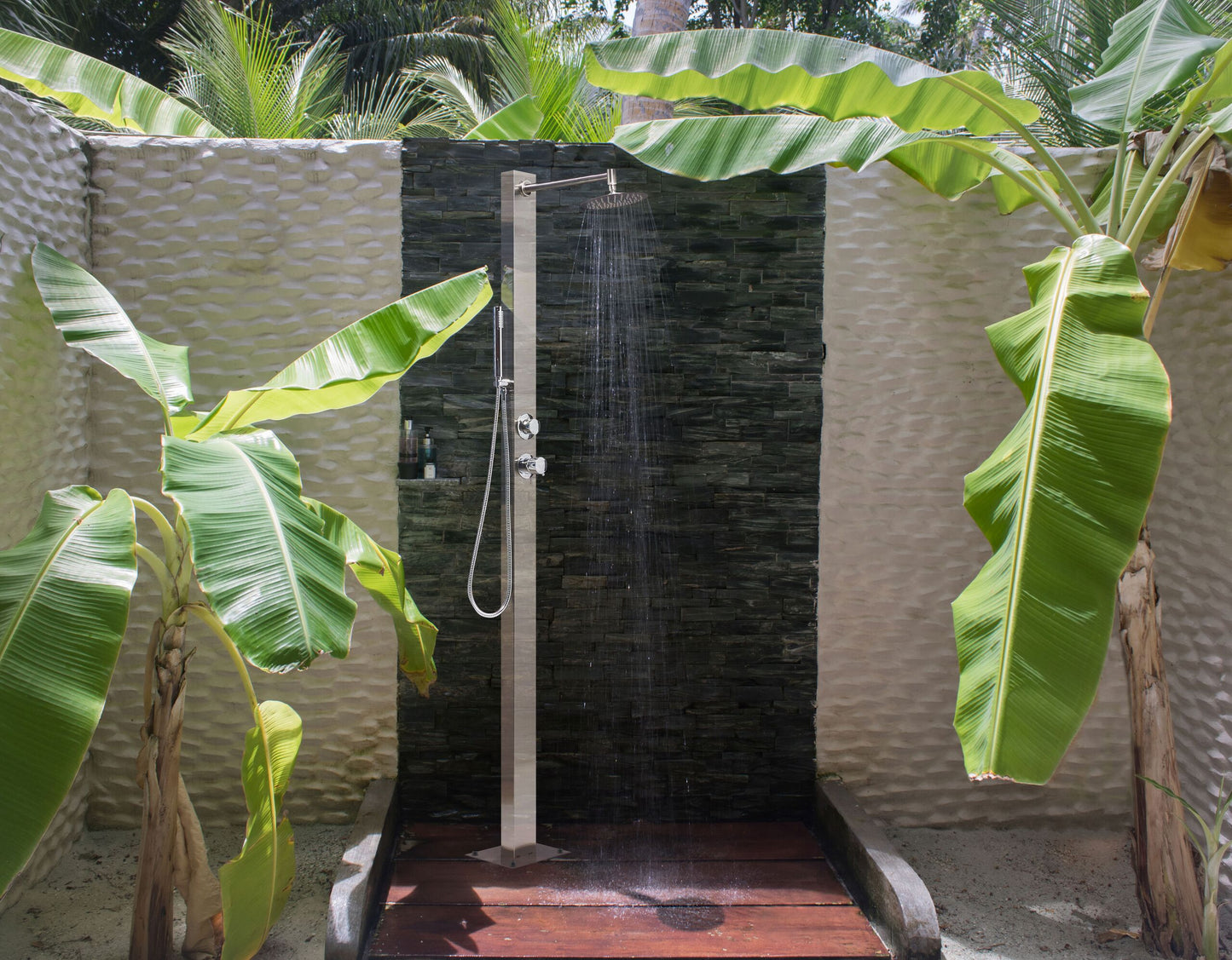 Freistehende Gartendusche OLZAI Silber