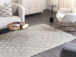Teppich Wolle grau / weiss 160 x 230 cm geometrisches Muster Kurzflor SAVUR