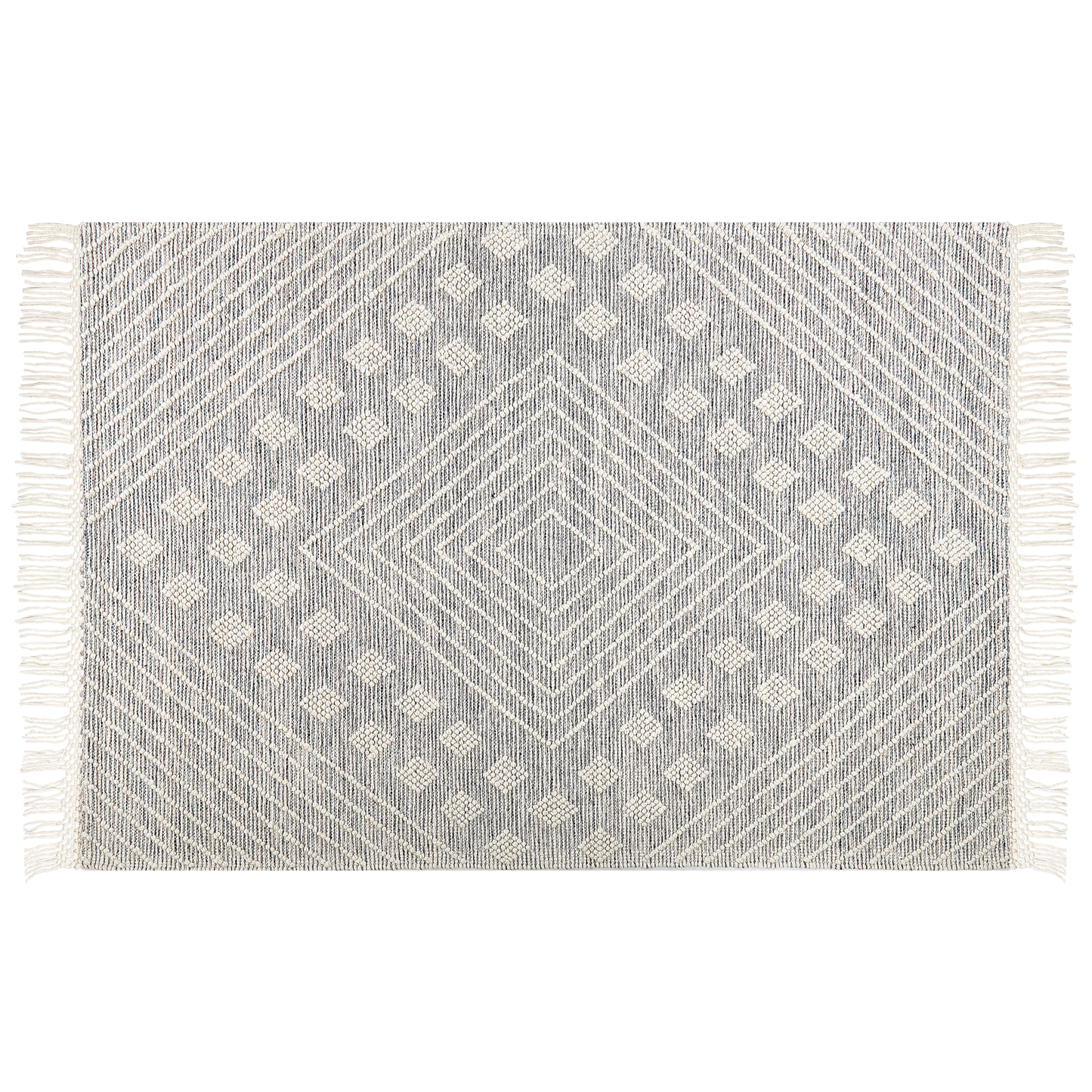Teppich Wolle grau / weiss 160 x 230 cm geometrisches Muster Kurzflor SAVUR