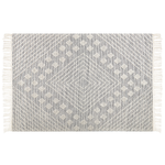 Teppich Wolle grau / weiss 160 x 230 cm geometrisches Muster Kurzflor SAVUR