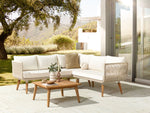 Garten Ecksofa mit Tisch 5-Sitzer ALCAMO linksseitig Akazienholz Beige