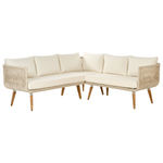 Garten Ecksofa mit Tisch 5-Sitzer ALCAMO linksseitig Akazienholz Beige
