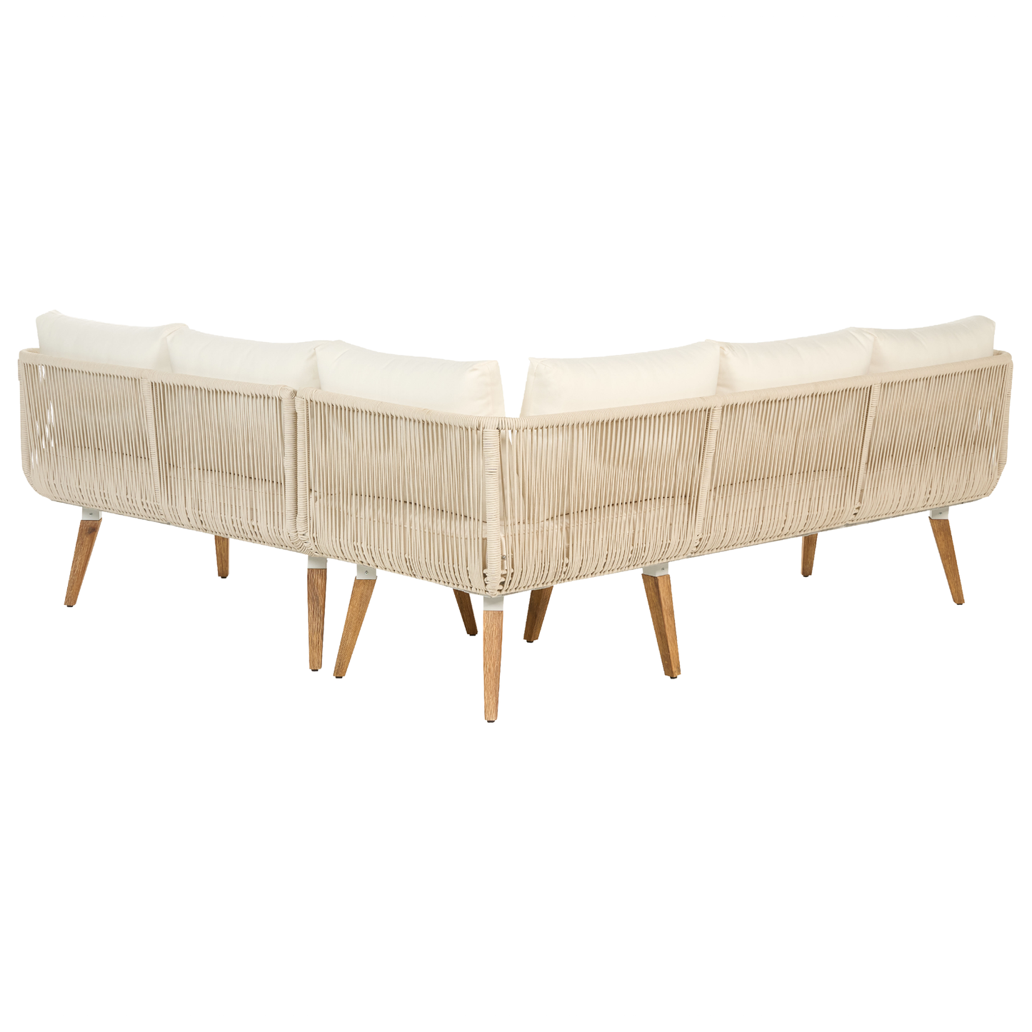 Garten Ecksofa mit Tisch 5-Sitzer ALCAMO linksseitig Akazienholz Beige