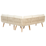 Garten Ecksofa mit Tisch 5-Sitzer ALCAMO linksseitig Akazienholz Beige