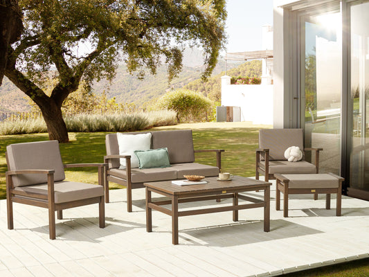 Lounge Set mit Tisch 4-Sitzer MANILA zertifiziertes Akazienholz Dunkelbraun