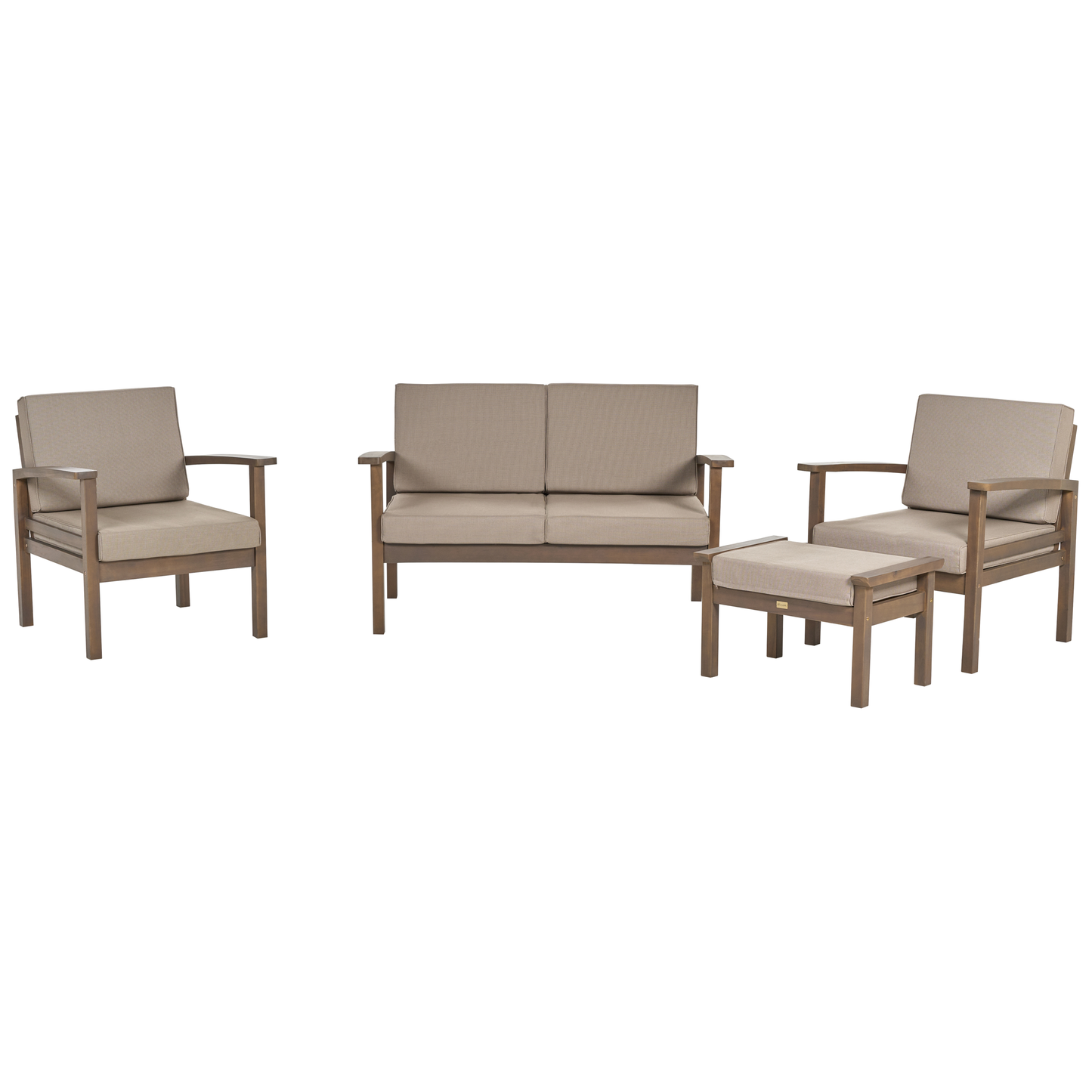 Lounge Set mit Tisch 4-Sitzer MANILA zertifiziertes Akazienholz Dunkelbraun