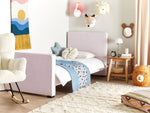 Polsterbett Samtstoff pastellrosa Lattenrost 90 x 200 cm TEENIE