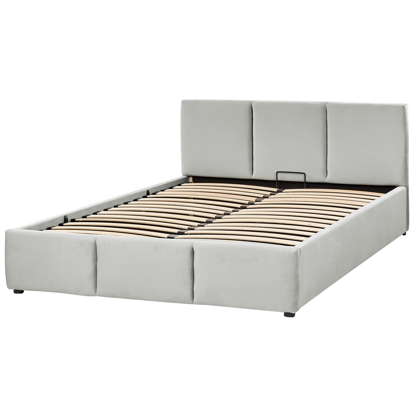 Bett mit Stauraum Samtstoff BOUSSE 140 x 200 cm Hellgrau
