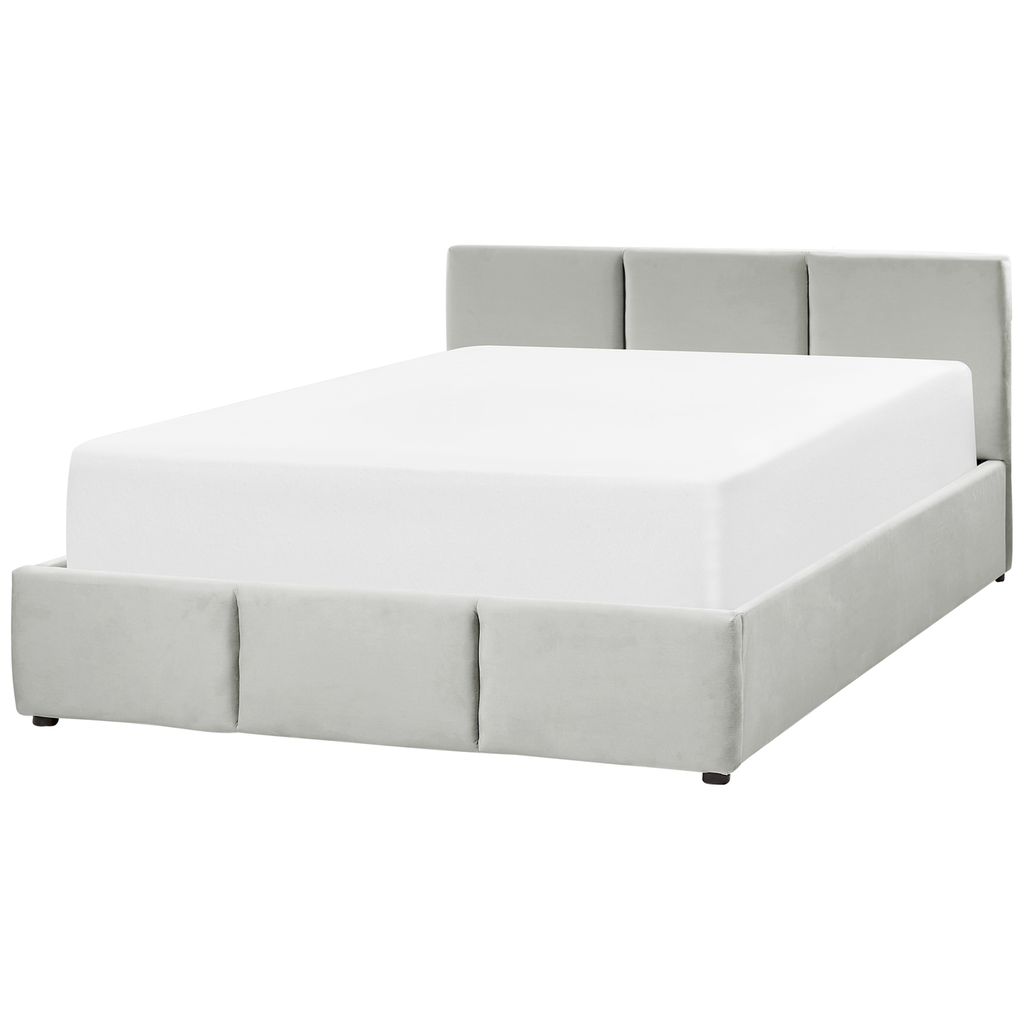 Bett mit Stauraum Samtstoff BOUSSE 140 x 200 cm Hellgrau