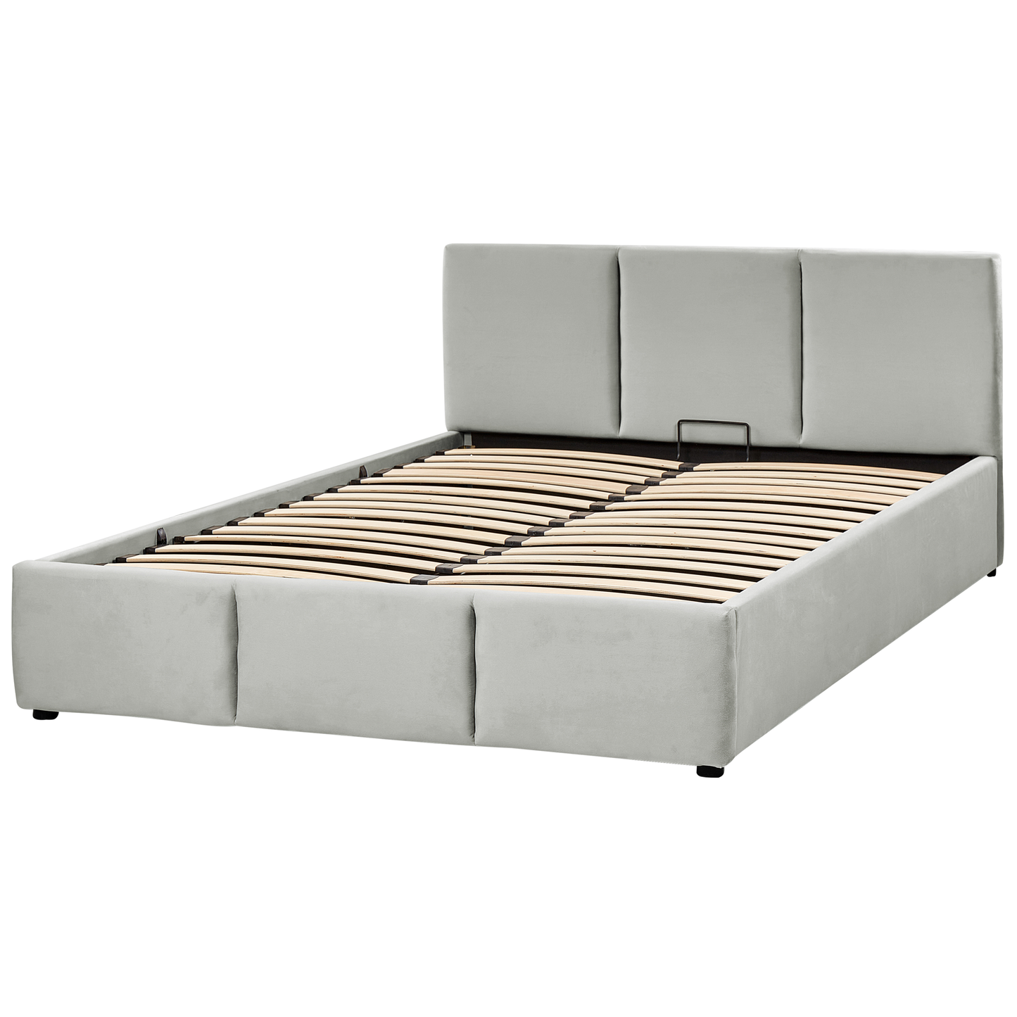 Bett mit Stauraum Samtstoff BOUSSE 160 x 200 cm Hellgrau