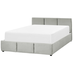 Bett mit Stauraum Samtstoff BOUSSE 160 x 200 cm Hellgrau