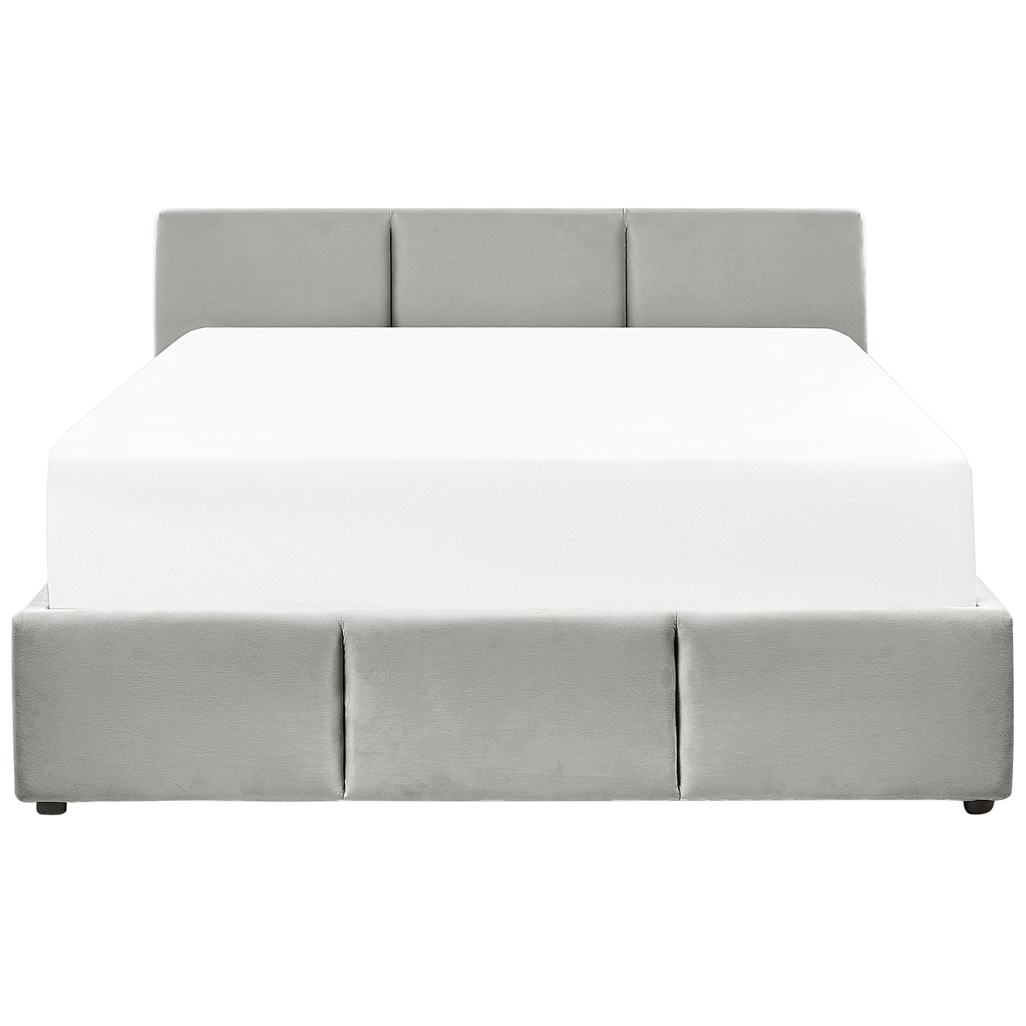 Bett mit Stauraum Samtstoff BOUSSE 160 x 200 cm Hellgrau
