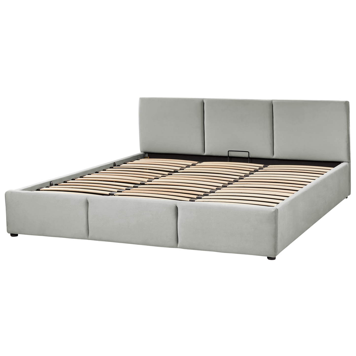 Bett mit Stauraum Samtstoff BOUSSE 180 x 200 cm Hellgrau