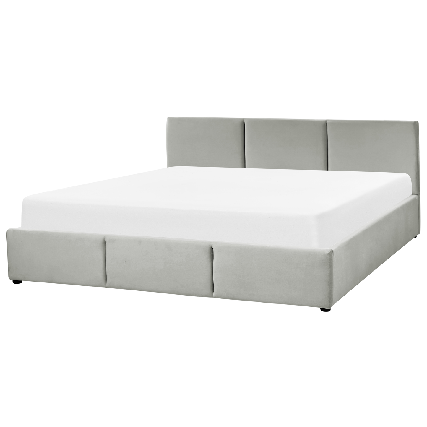 Bett mit Stauraum Samtstoff BOUSSE 180 x 200 cm Hellgrau