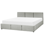 Bett mit Stauraum Samtstoff BOUSSE 180 x 200 cm Hellgrau