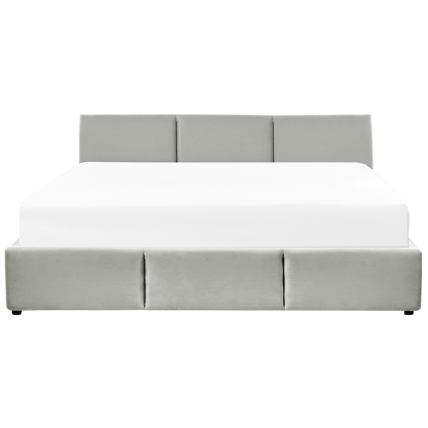 Bett mit Stauraum Samtstoff BOUSSE 180 x 200 cm Hellgrau