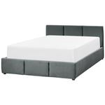 Bett mit Stauraum Samtstoff BOUSSE 140 x 200 cm Dunkelgrau