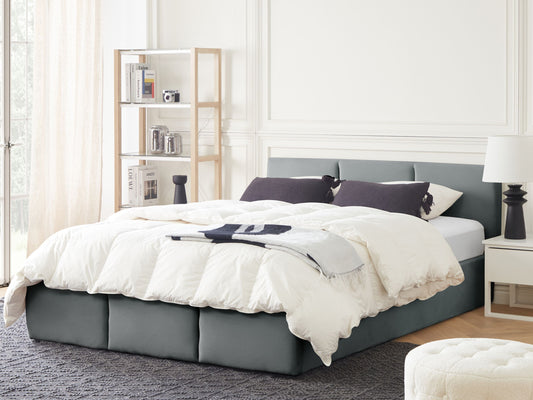 Bett mit Stauraum Samtstoff BOUSSE 160 x 200 cm Dunkelgrau