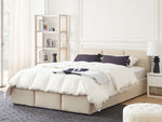 Bett mit Stauraum Samtstoff BOUSSE 140 x 200 cm Hellbeige