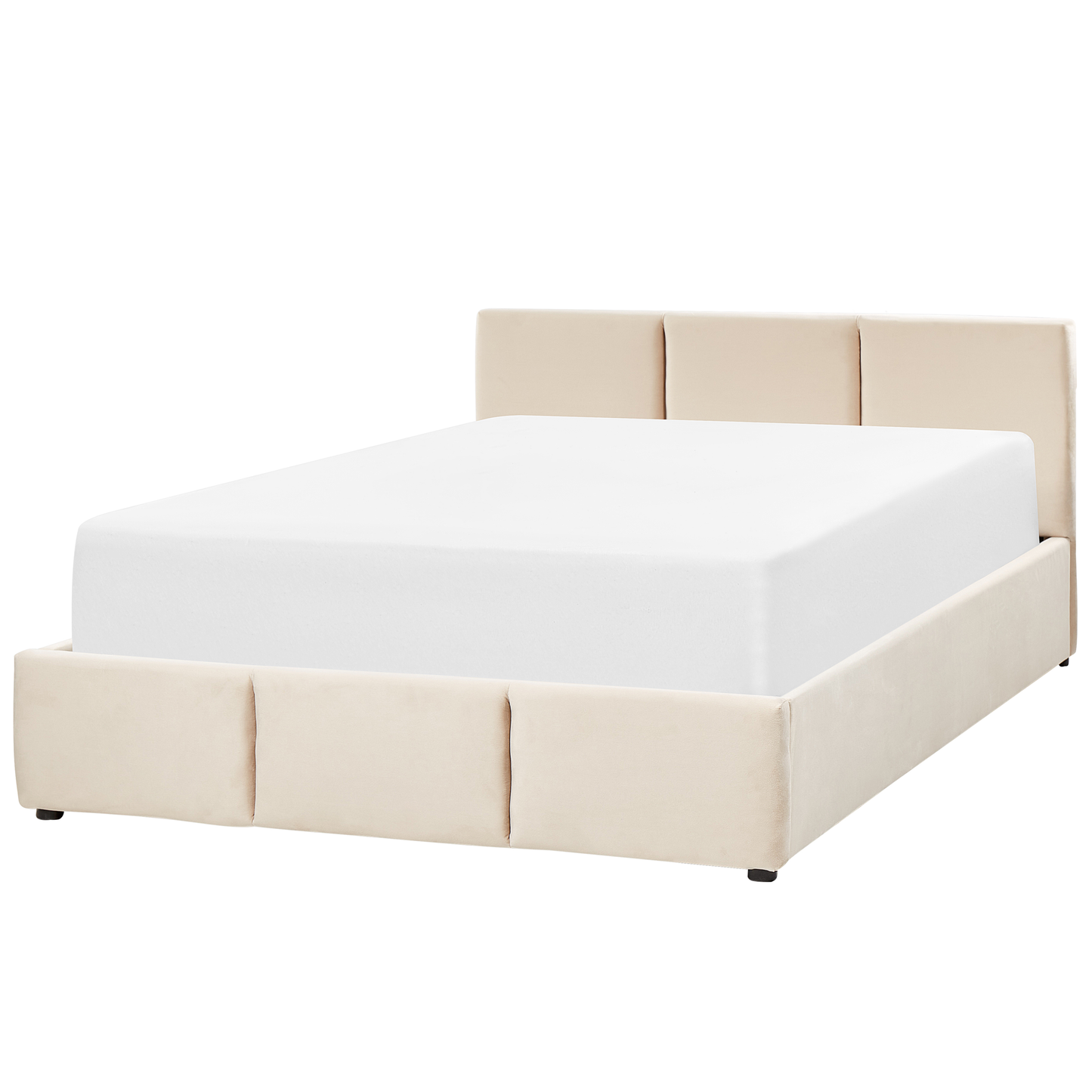 Bett mit Stauraum Samtstoff BOUSSE 140 x 200 cm Hellbeige