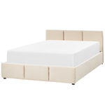 Bett mit Stauraum Samtstoff BOUSSE 140 x 200 cm Hellbeige