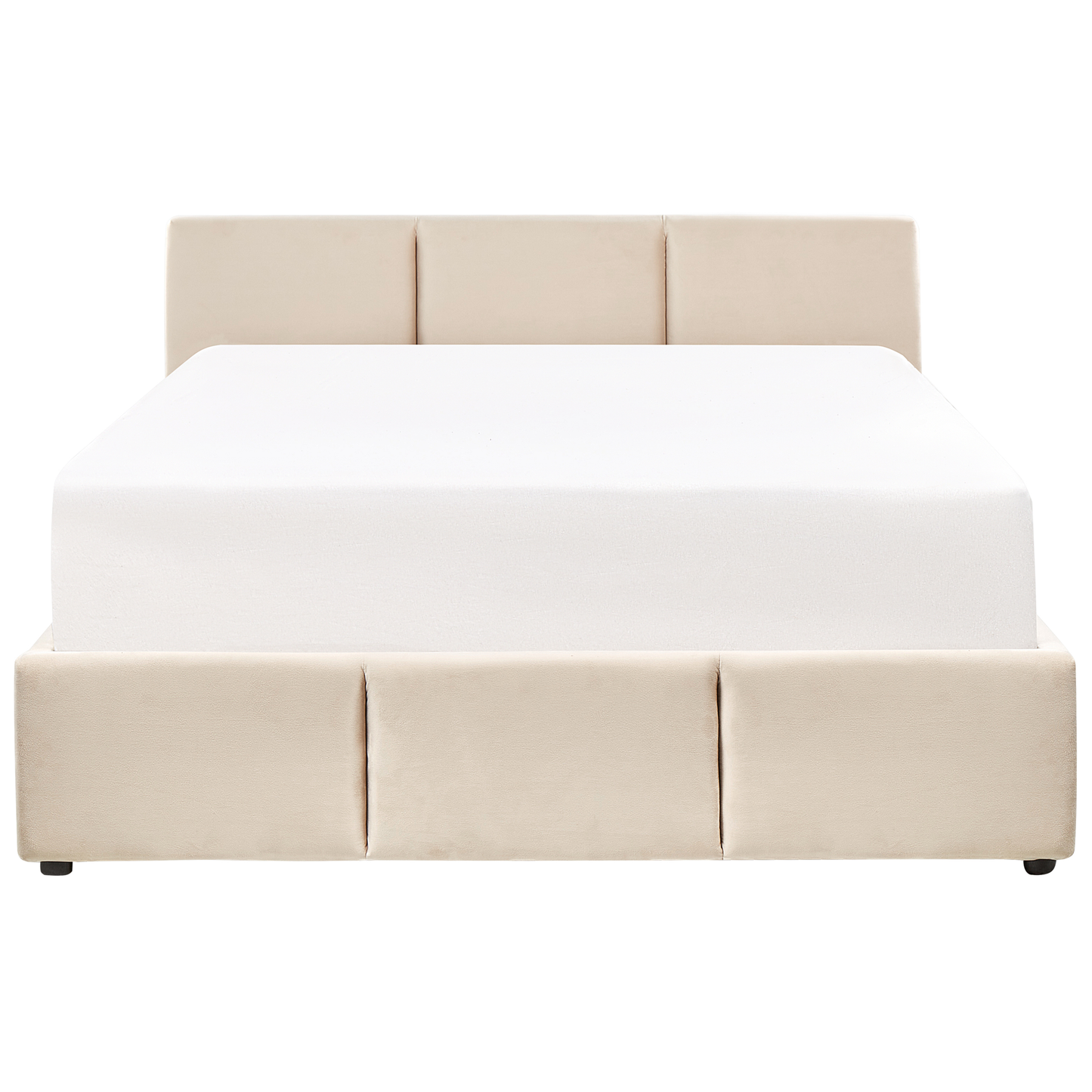Bett mit Stauraum Samtstoff BOUSSE 140 x 200 cm Hellbeige