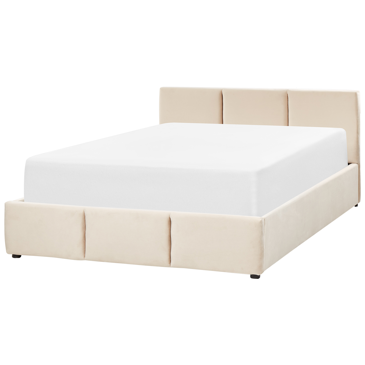 Bett mit Stauraum Samtstoff BOUSSE 160 x 200 cm Hellbeige