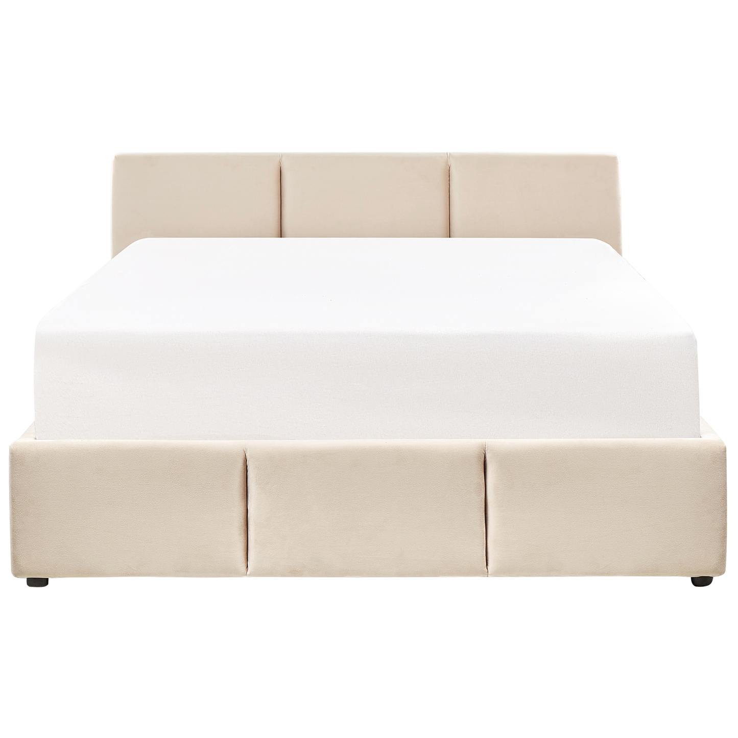 Bett mit Stauraum Samtstoff BOUSSE 160 x 200 cm Hellbeige