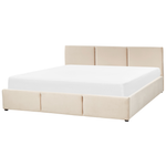 Bett mit Stauraum Samtstoff BOUSSE 180 x 200 cm Hellbeige