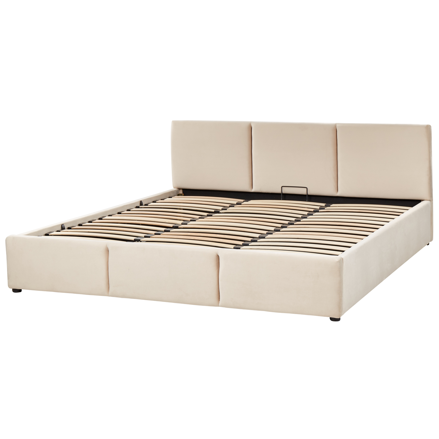 Bett mit Stauraum Samtstoff BOUSSE 180 x 200 cm Hellbeige