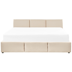 Bett mit Stauraum Samtstoff BOUSSE 180 x 200 cm Hellbeige